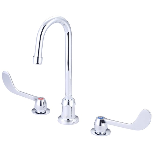 Two Handle Concealed Ledge Kitchen Faucet, NPSM, Widespread, Chrome, Number of Holes: 3 Hole